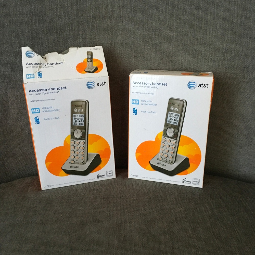 NIB AT&T Accessory Handset Cordless Phone w/ Caller ID & Call Waiting Set of 2‎